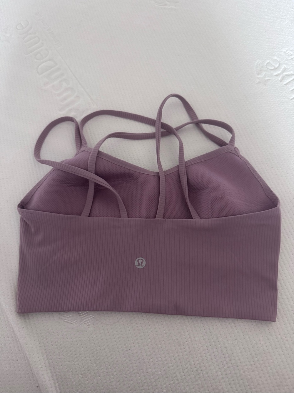 Lululemon Like a Cloud longline sports bra in color rose blush